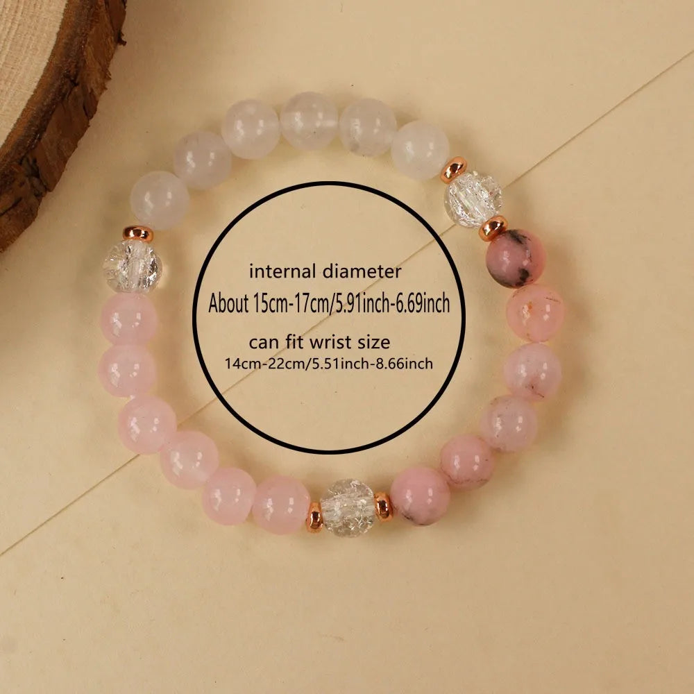 Heart Resonance: Rose Quartz & Clear Crystal Bracelet for Inner Peace 🎀
إسوارة "رنين القلب": سحر الكوارتز الوردي لتعزيز حُب الذات ✨💖